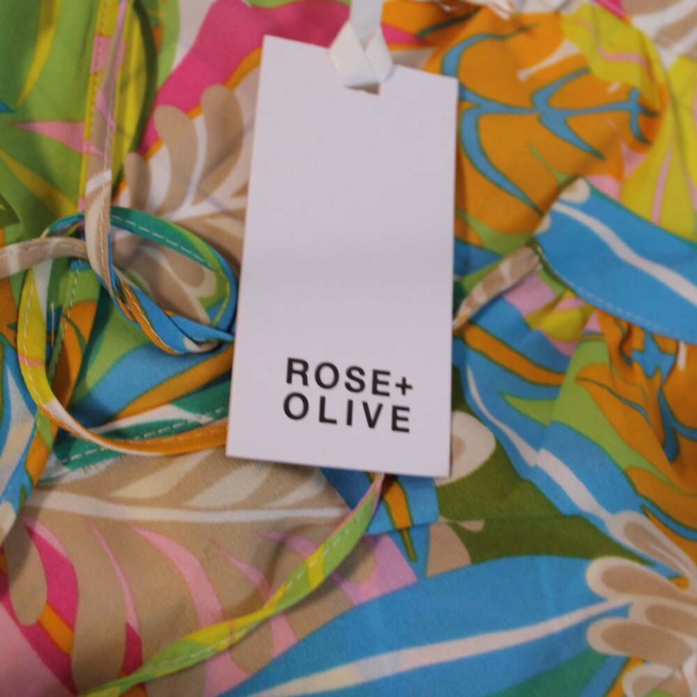 NWT Rose + Olive Sheer Tropical Print Sleeveless Summer Blouse, Large - Picture 8 of 10